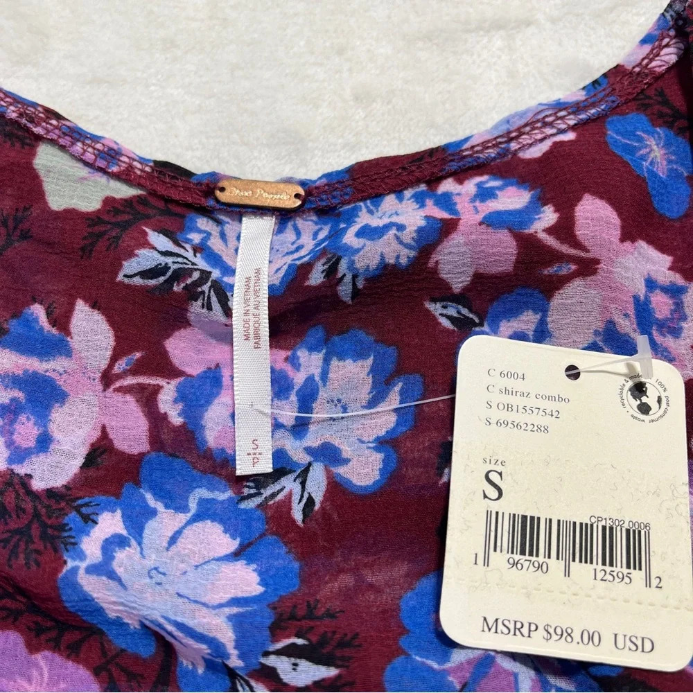 FREE PEOPLE Maybel Top – Ruffled Sheer Floral, Size Small, NWT - Picture 3 of 7